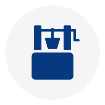 Icon of a 3D printer in blue.